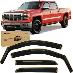 2014-2018 Chevy Silverado/GMC Sierra 1500 Crew Cab 2015-2019 Silverado/Sierra 2500HD-3500HD Crew Cab Rain Guards Acrylic 4Pcs
