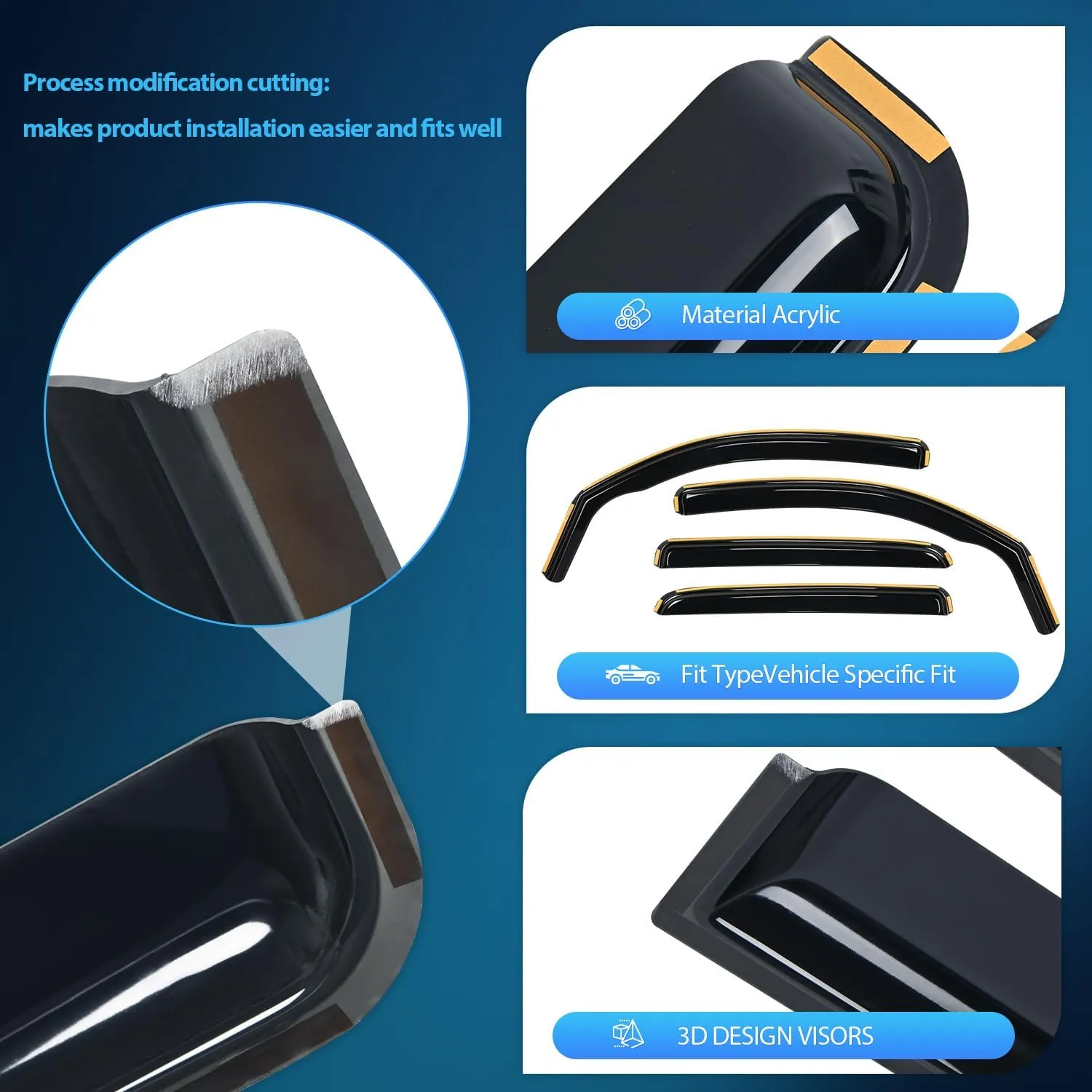2016-2023 Toyota Tacoma Double Cab Rain Guards Acrylic 4Pcs
