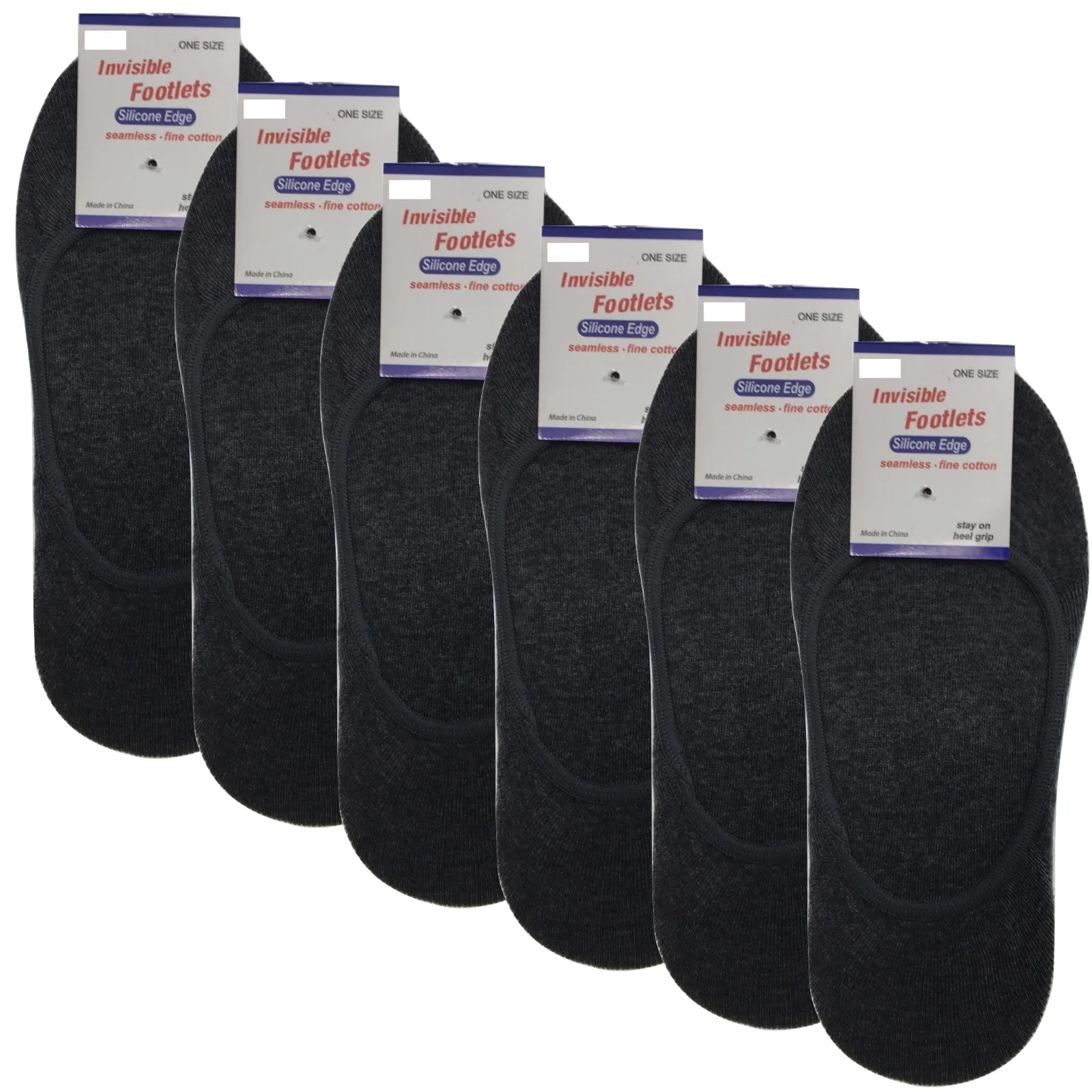 6x NO SHOW COTTON SOCKS Non Slip Heel Grip Low Cut Invisible Footlet Seamless
