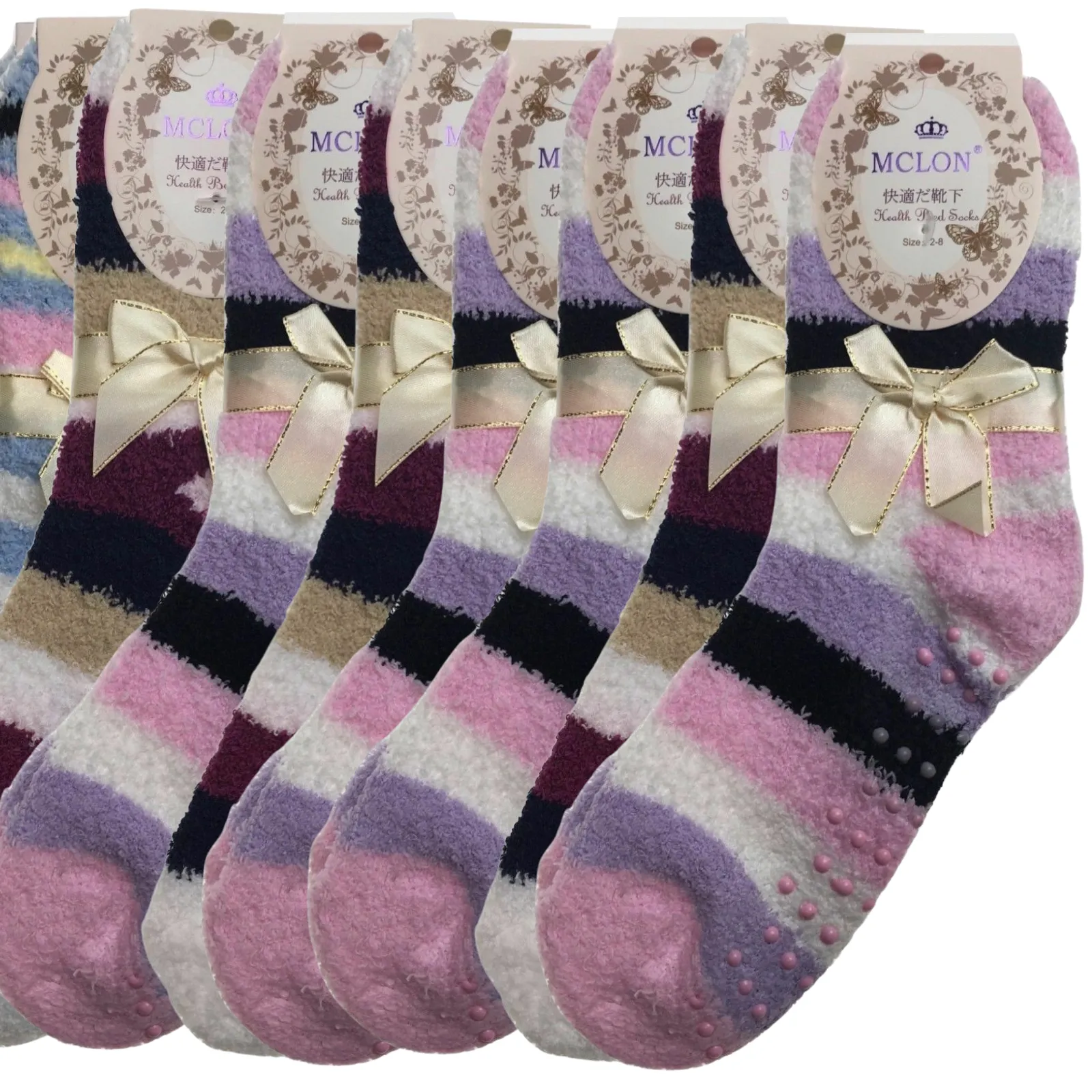 9 Pairs Womens Fuzzy Bed Socks Soft Fur Grip Fluffy Slipper Non Slip - One Size