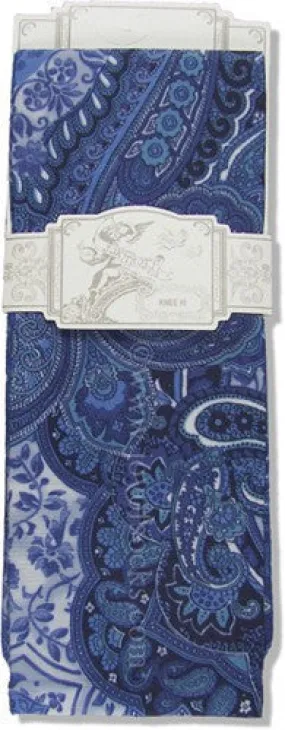 Bokhara Blue Paisley Opaque Knee Highs (Women's)