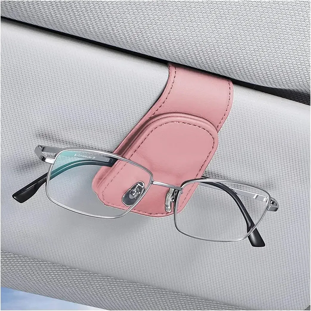 Color Name: Blue - Sunglasses Holders for Car Sun Visor, Leather