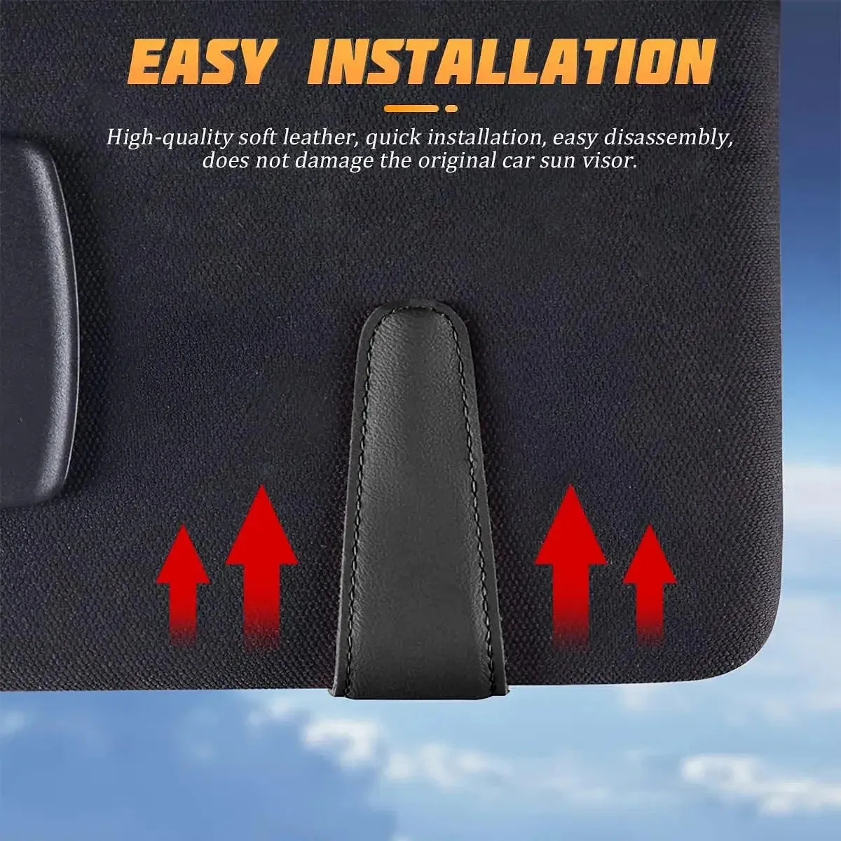 Color Name: Blue - Sunglasses Holders for Car Sun Visor, Leather
