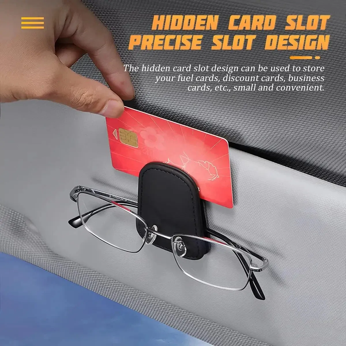 Color Name: Blue - Sunglasses Holders for Car Sun Visor, Leather