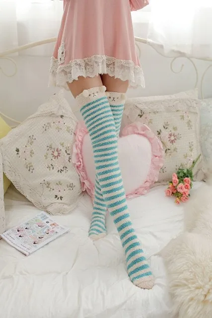 Cute Japanese Mori Girl Thigh High Socks
