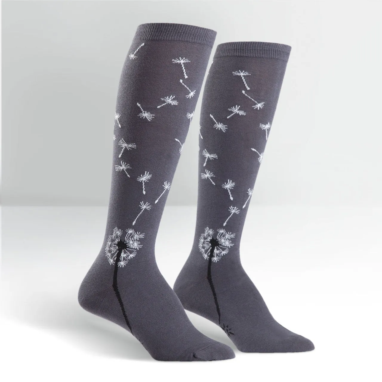 Dark Grey Dandelion Knee High Socks (Women's)