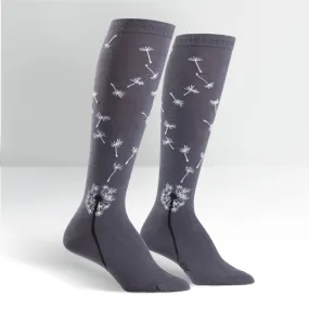 Dark Grey Dandelion Knee High Socks (Women's)