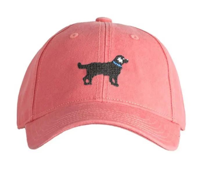 Harding Lane Kids Needlepoint Baseball Hat - Black Lab Dog on New England Red