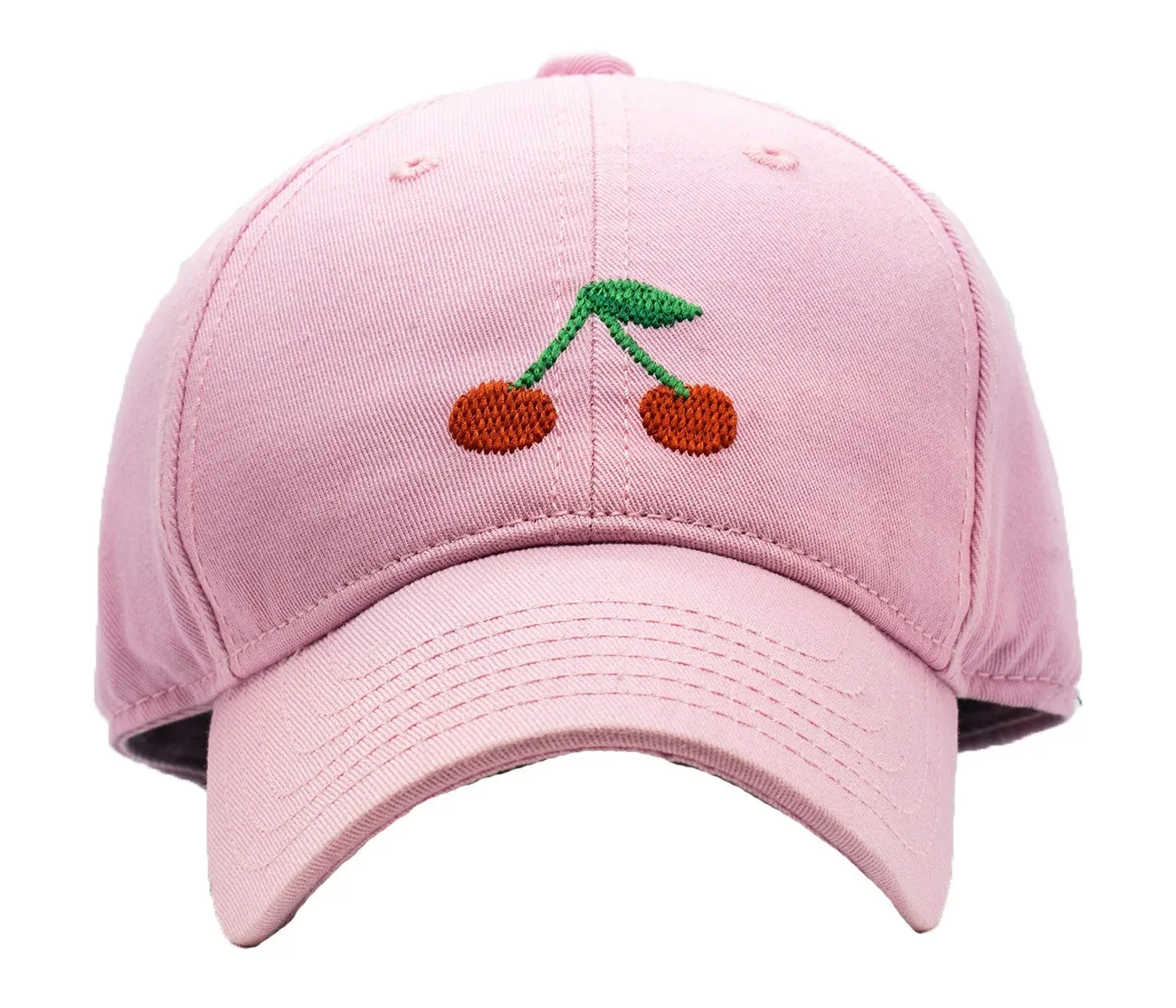 Harding Lane Kids Needlepoint Baseball Hat - Cherry on Light Pink