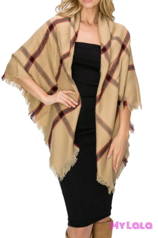 Lined Blanket Scarf (Tan)