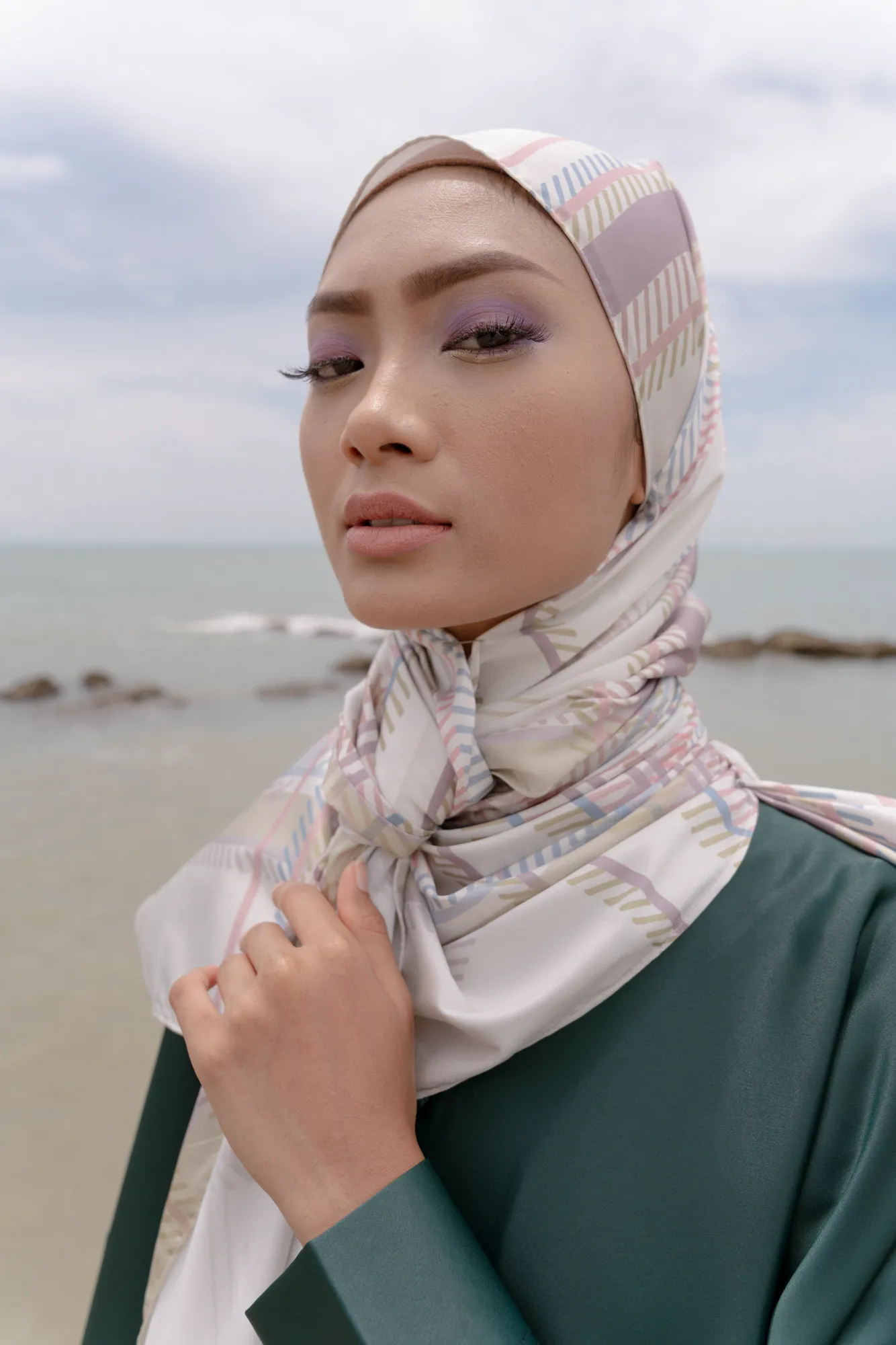 Mahsuri Square Scarf in Beige