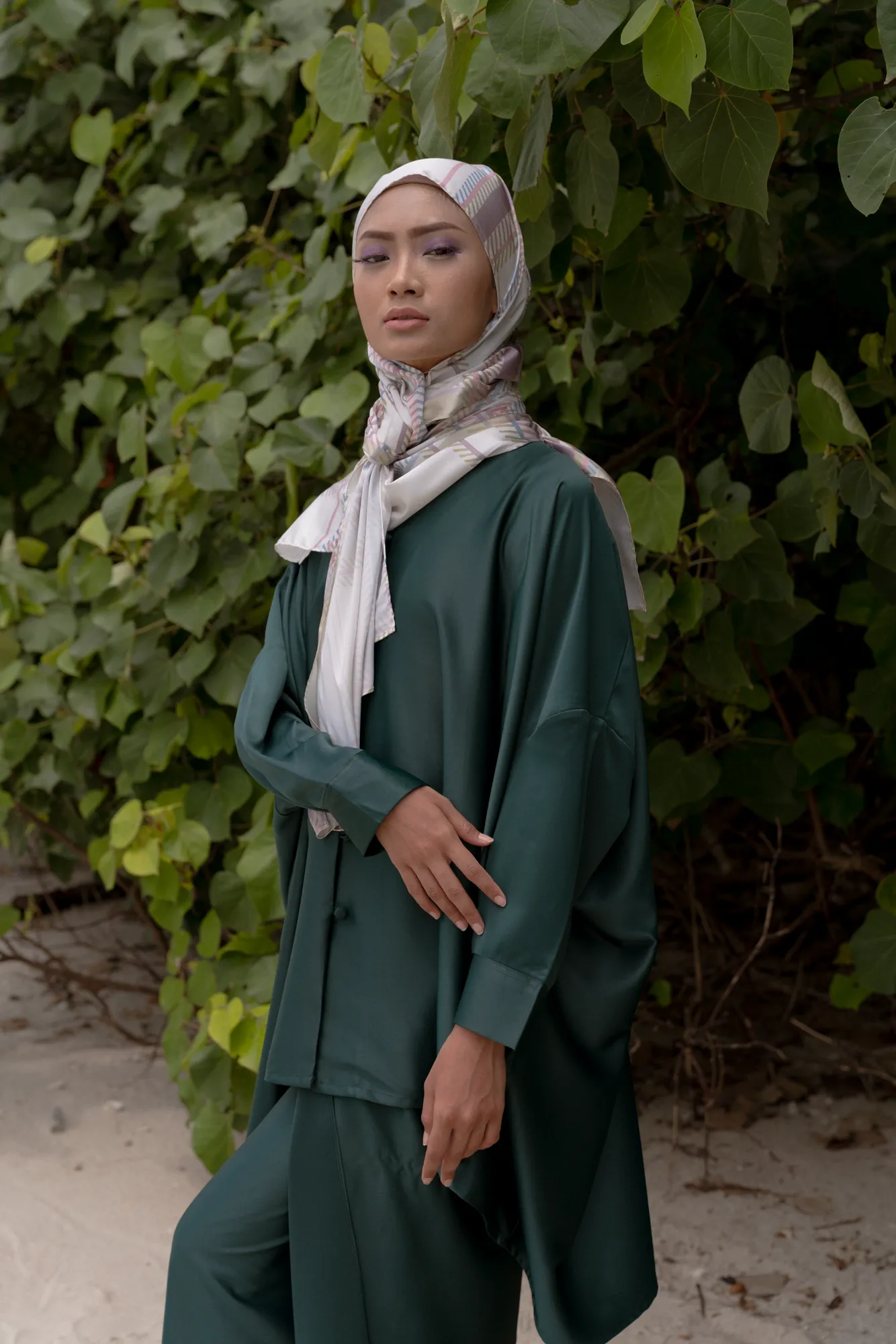 Mahsuri Square Scarf in Beige
