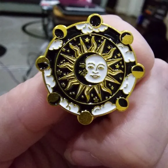 Metal Enamel Lapel Pin | Moon Phases