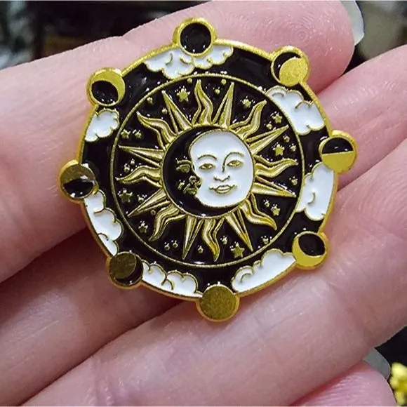 Metal Enamel Lapel Pin | Moon Phases