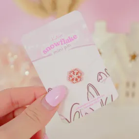 Mini Christmas Snowflake Enamel Pin | Pink Coquette Bow Holiday Collection | Rose Gold-Plated Winter Accessory