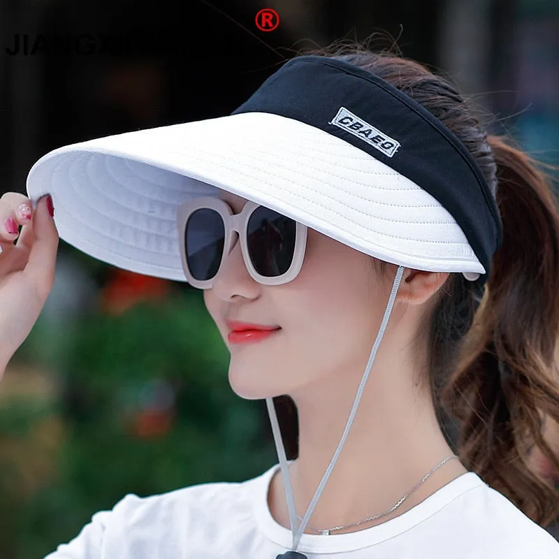S women summer Sun Hats pearl packable sun visor