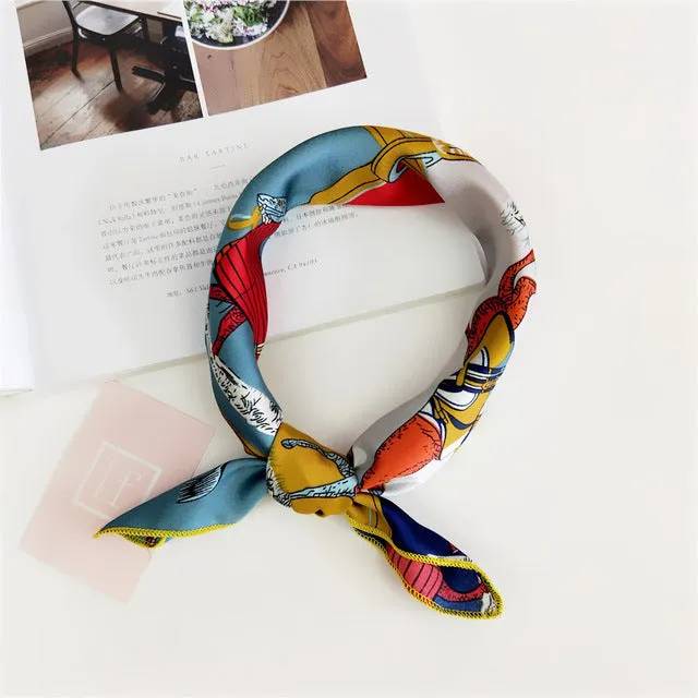 Square Scarf Hair Tie Band For Business Party Women